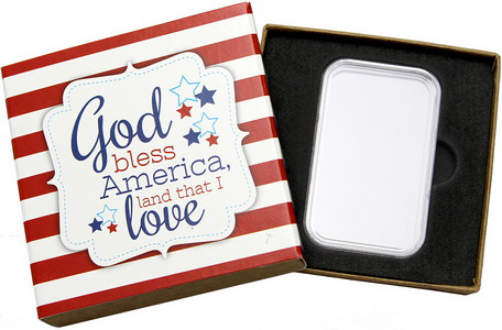 SilverTowne Natural Kraft Paper Gift Box w/God Bless America Box Sleeve & Cap - Product Packaging [Add $5.00]